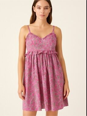Pink Floral Mini Dress Medium